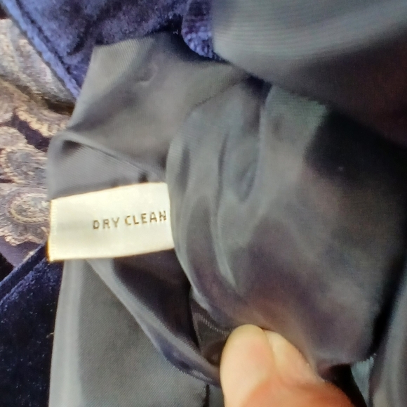 Vintage Patchwork Blue Velvet Jacket Pockets Boho Festival Womens Medium - Picture 3 of 7